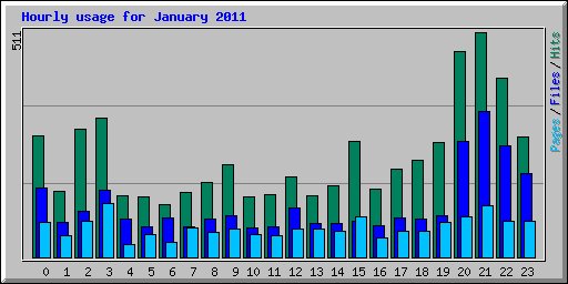 Hourly usage for January 2011